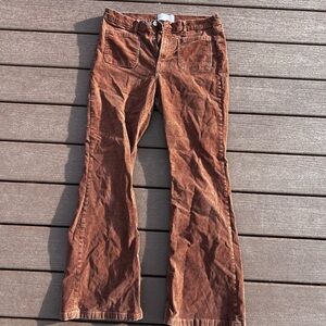GAP '70s High Rise Flare Corduroy Pants in Rust